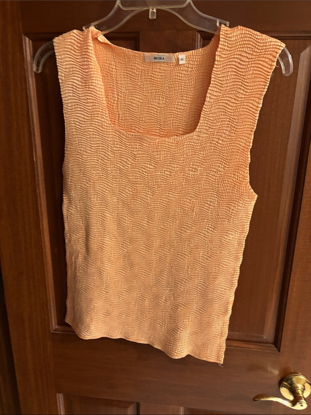 NICOLA Peach Textured Stretchy Tank, XL